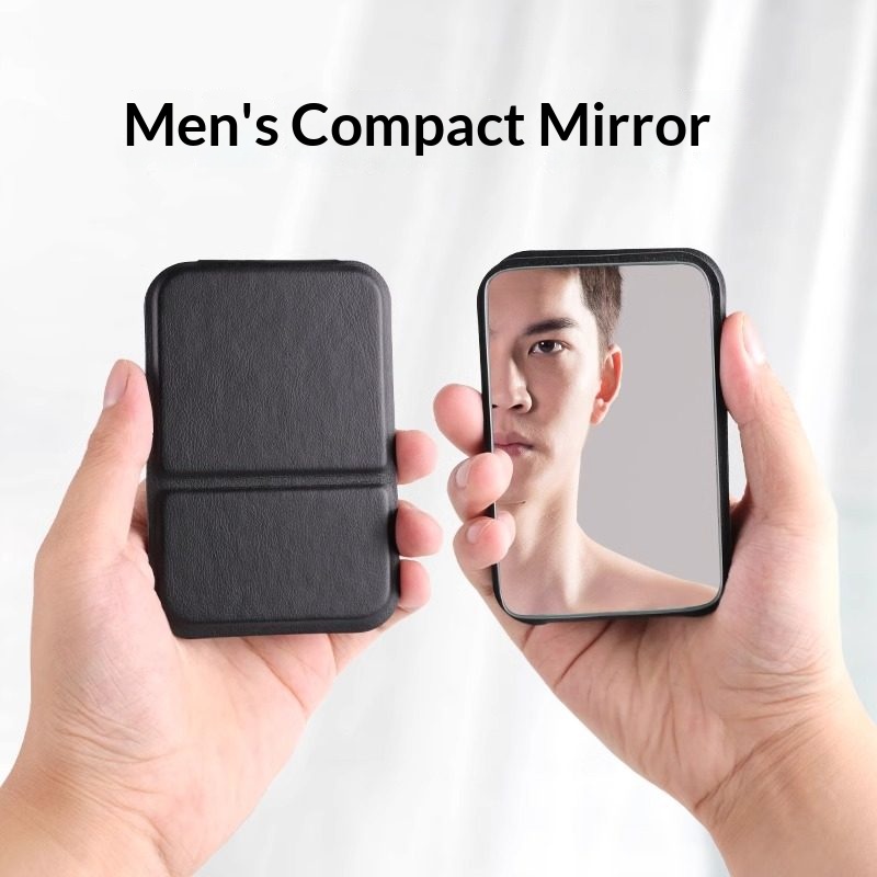 Cermin Lipat Kulit PU Kompak,  - Men'S Grooming Mirror ulasan dan harga